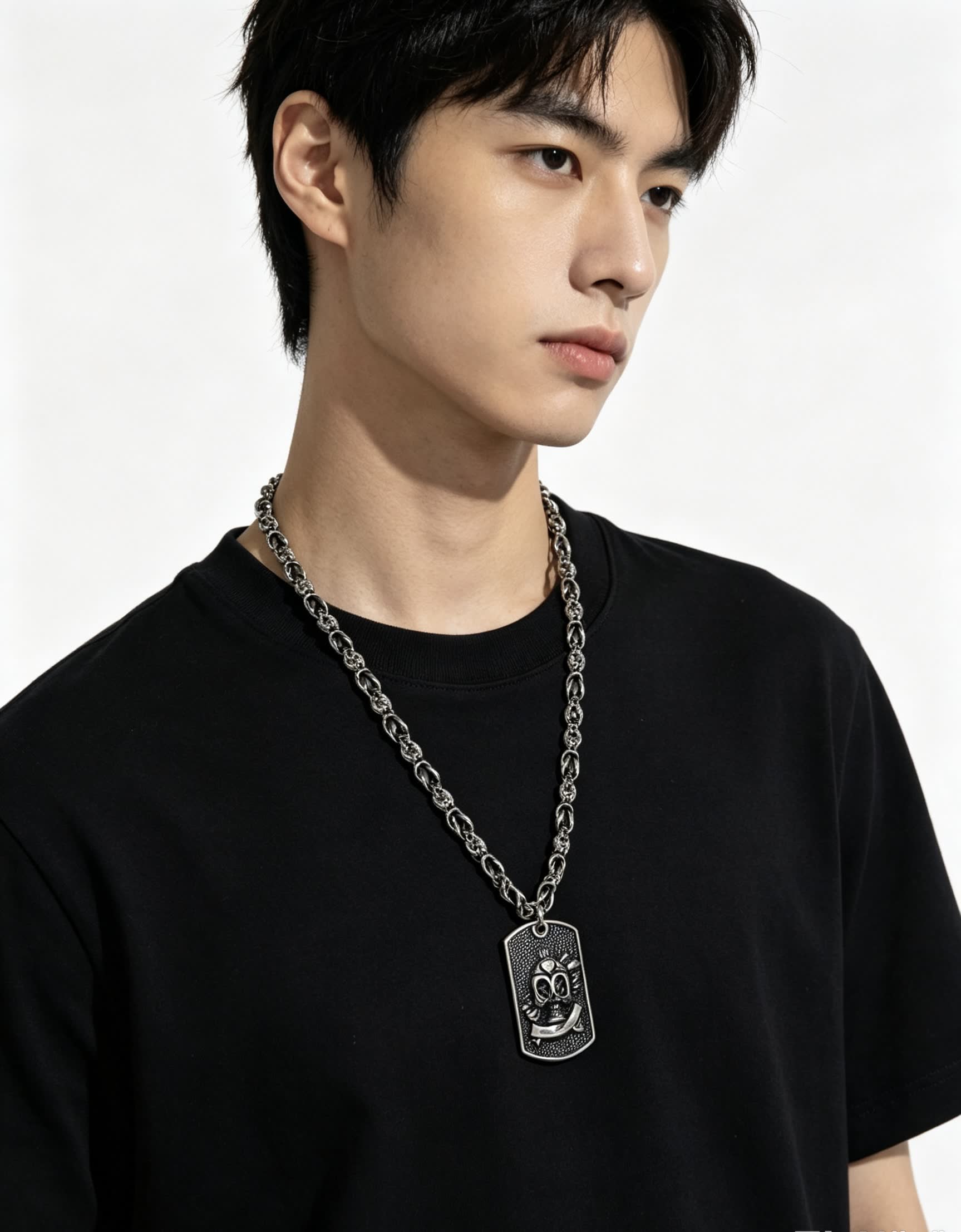 Chrome Hearts Silver Dog Tag Necklace with Lion Head